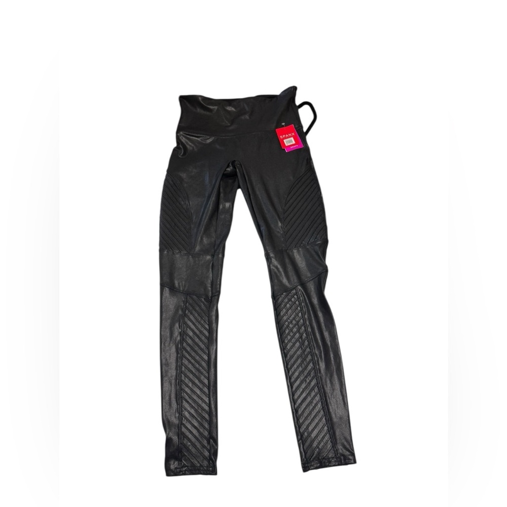 SPANX 
Moto Faux Leather  Shiny Leggings - Large Tummy Control - Picture 7 of 9